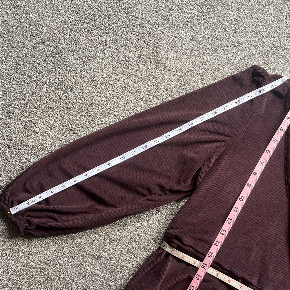 Madewell Wrap Front Long Sleeve Peplum Top in Deep Plum - Picture 7 of 8